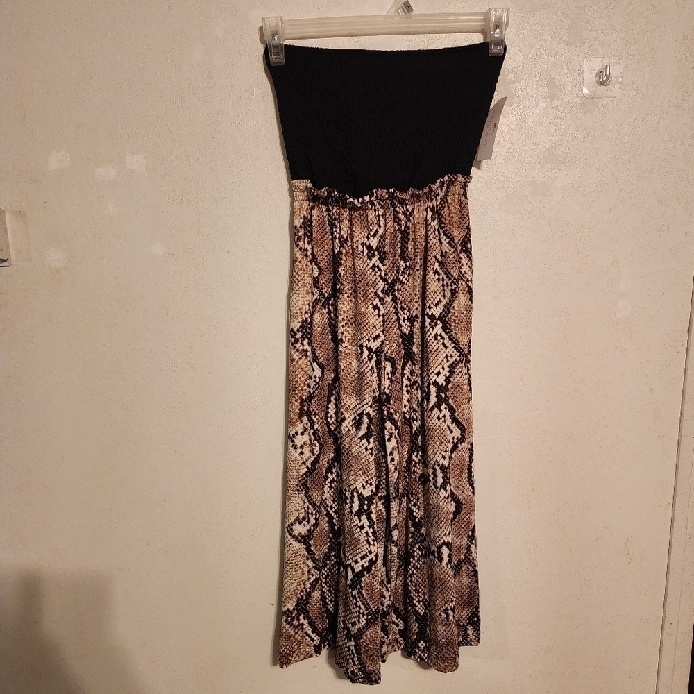 Love Squared Snake Print Crop Sleeveless Romper Tie Belt Size S NWT